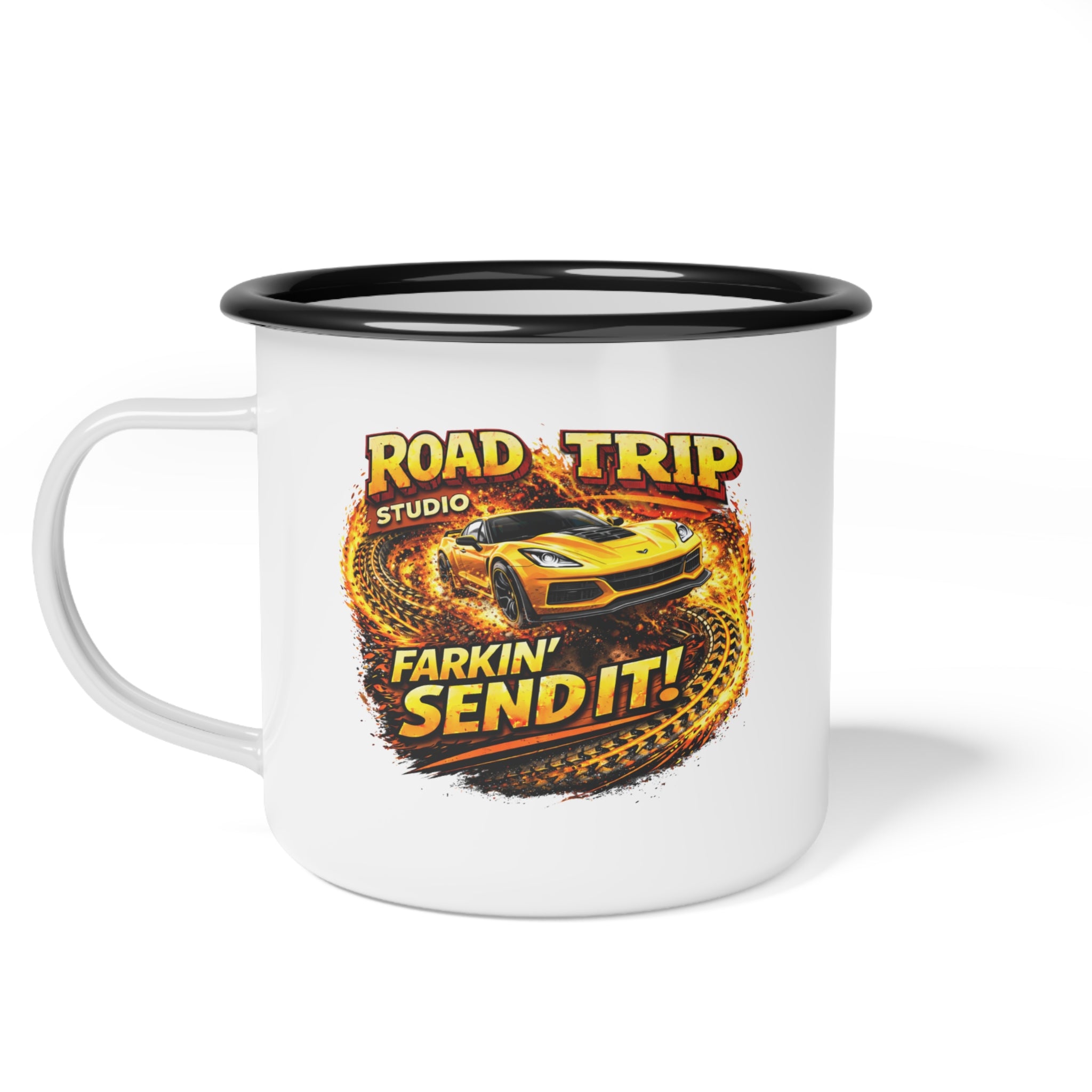 Farkin’ Send It Sports Car Enamel Camp Cup