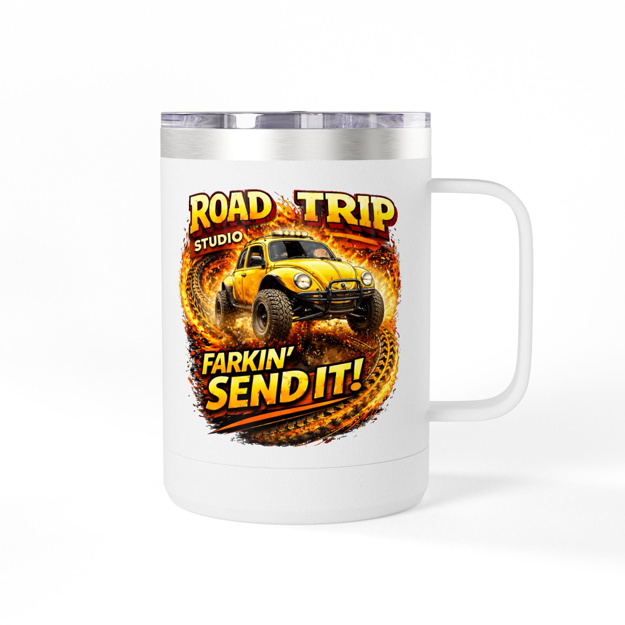 Farkin’ Send It Beetle Buggy 15oz Travel Mug