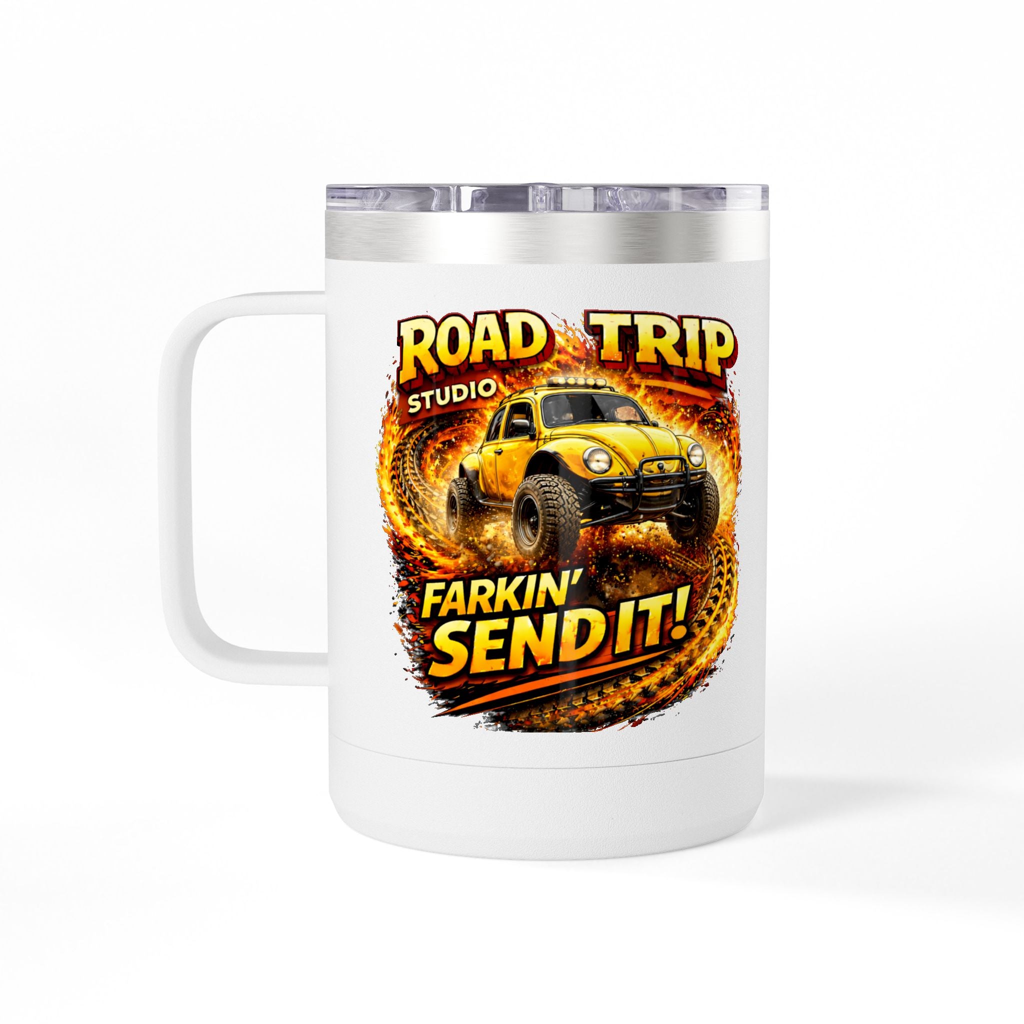 Farkin’ Send It Beetle Buggy 15oz Travel Mug