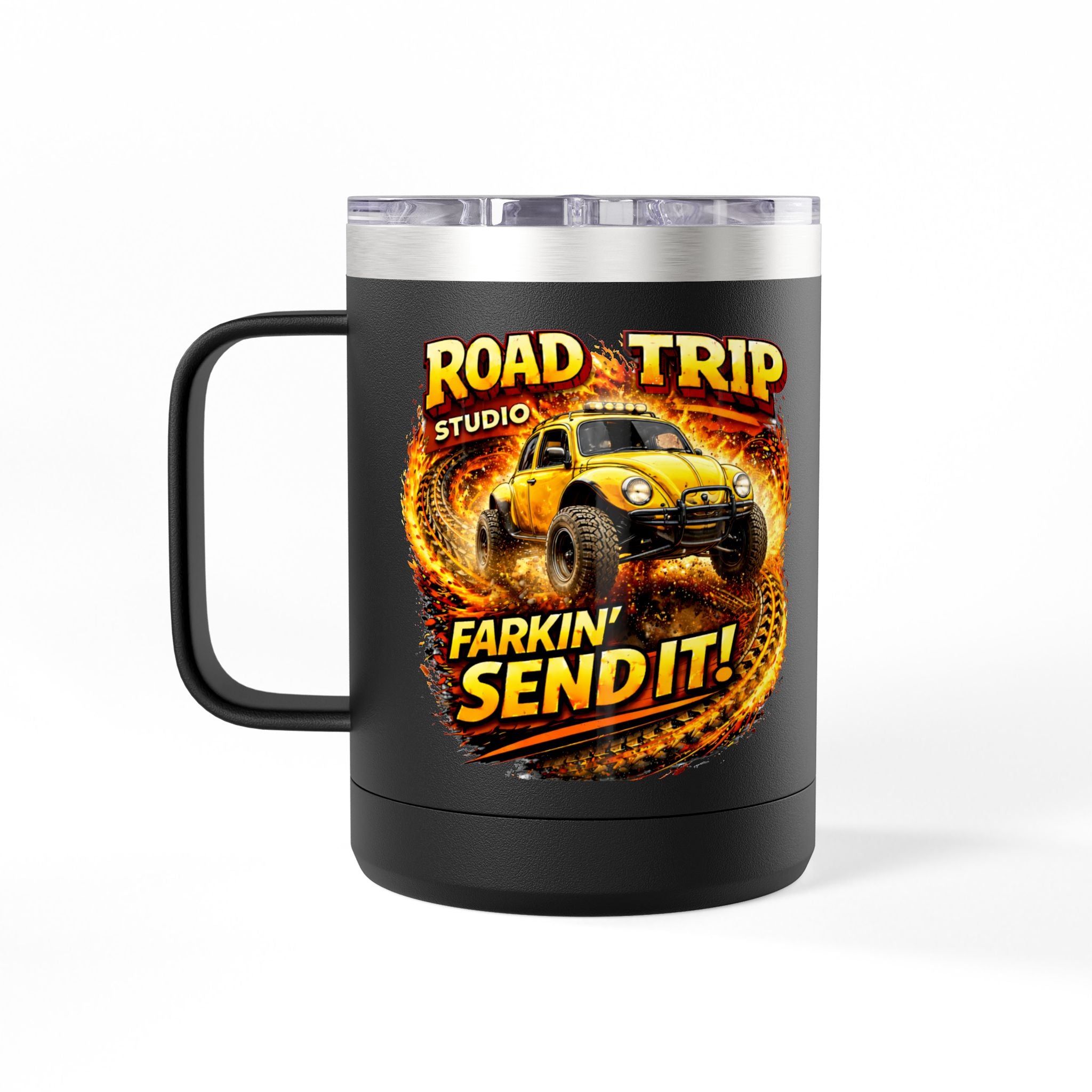 Farkin’ Send It Beetle Buggy 15oz Travel Mug
