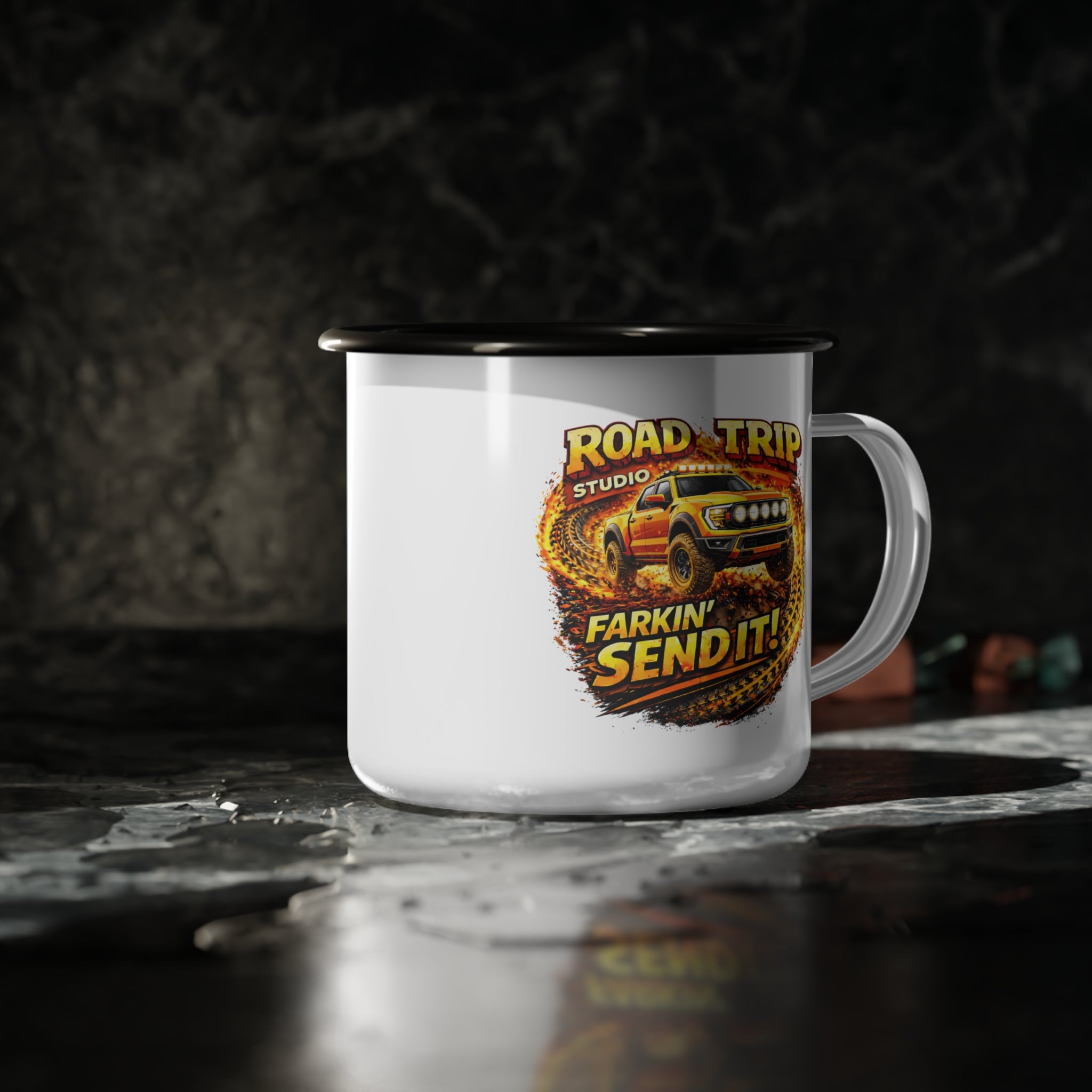 Farkin’ Send It Off-Road Ute Enamel Camp Cup