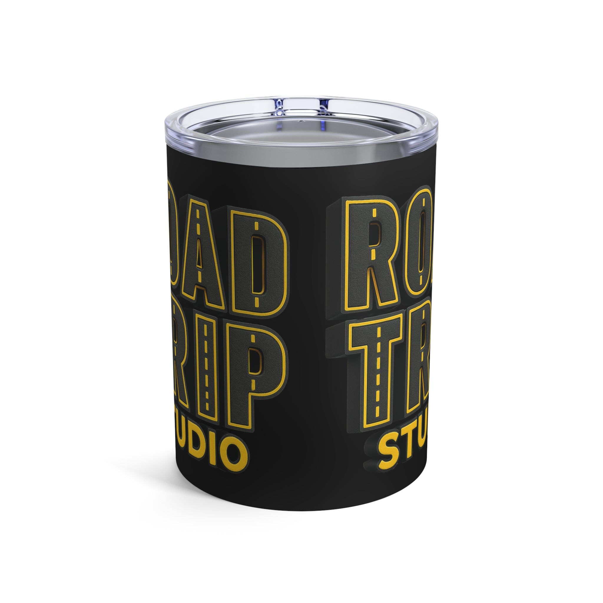 10oz Road Trip Highway Text Tumbler — Retro Adventure Coffee Canister