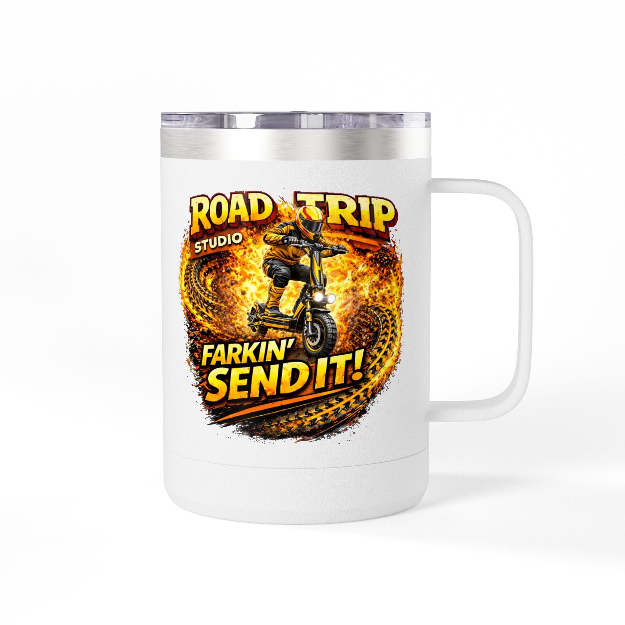 Farkin’ Send It Electric Scooter 15oz Travel Mug