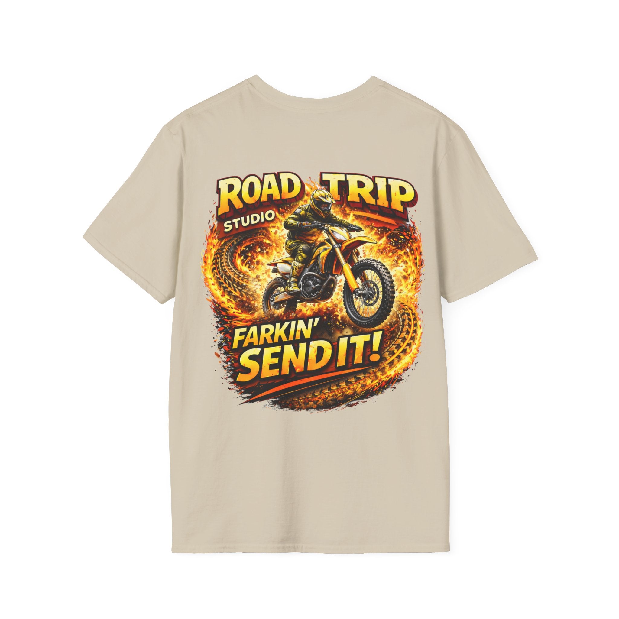 Farkin’ Send It Motocross Bike T-Shirt - Official Road Trip Merch