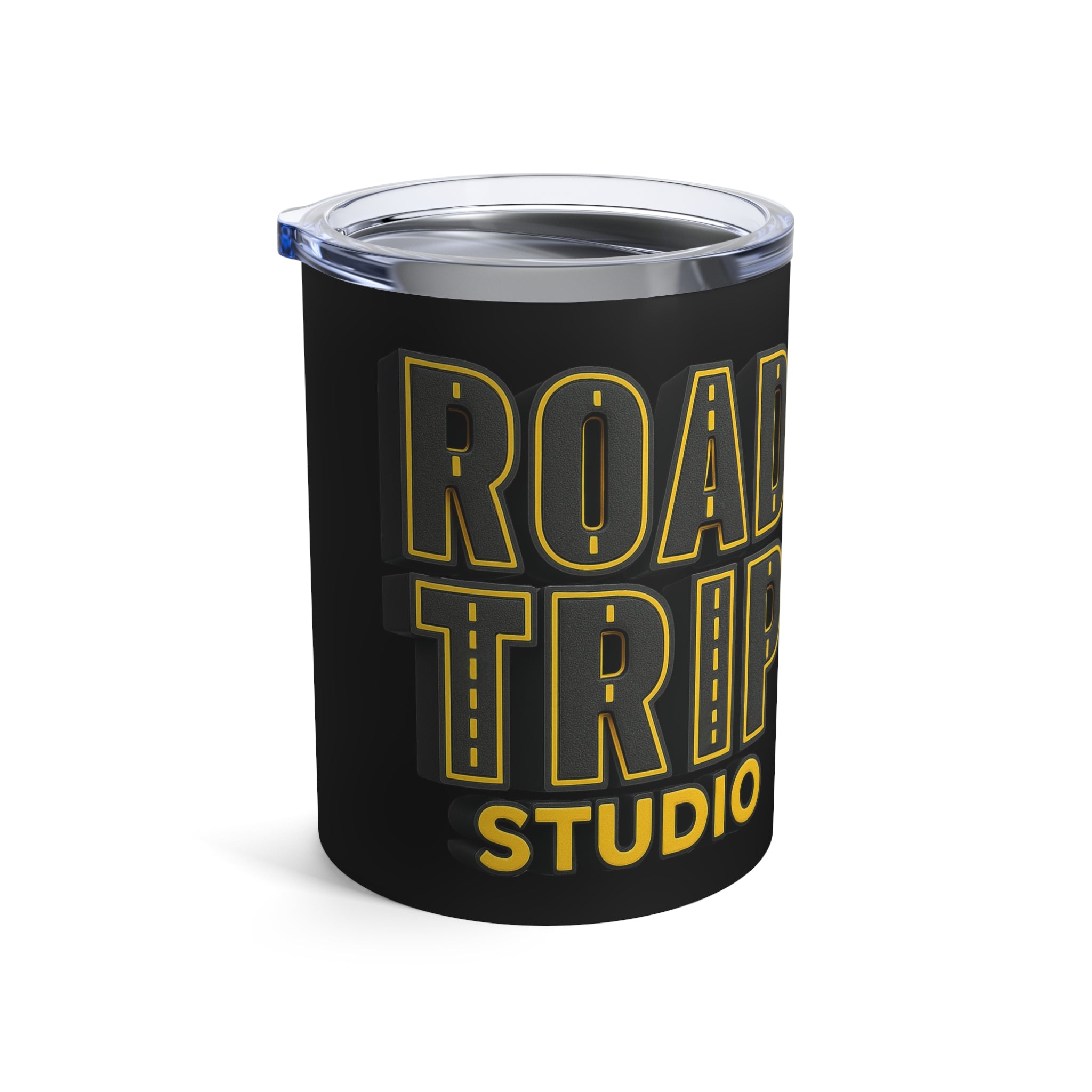 10oz Road Trip Highway Text Tumbler — Retro Adventure Coffee Canister