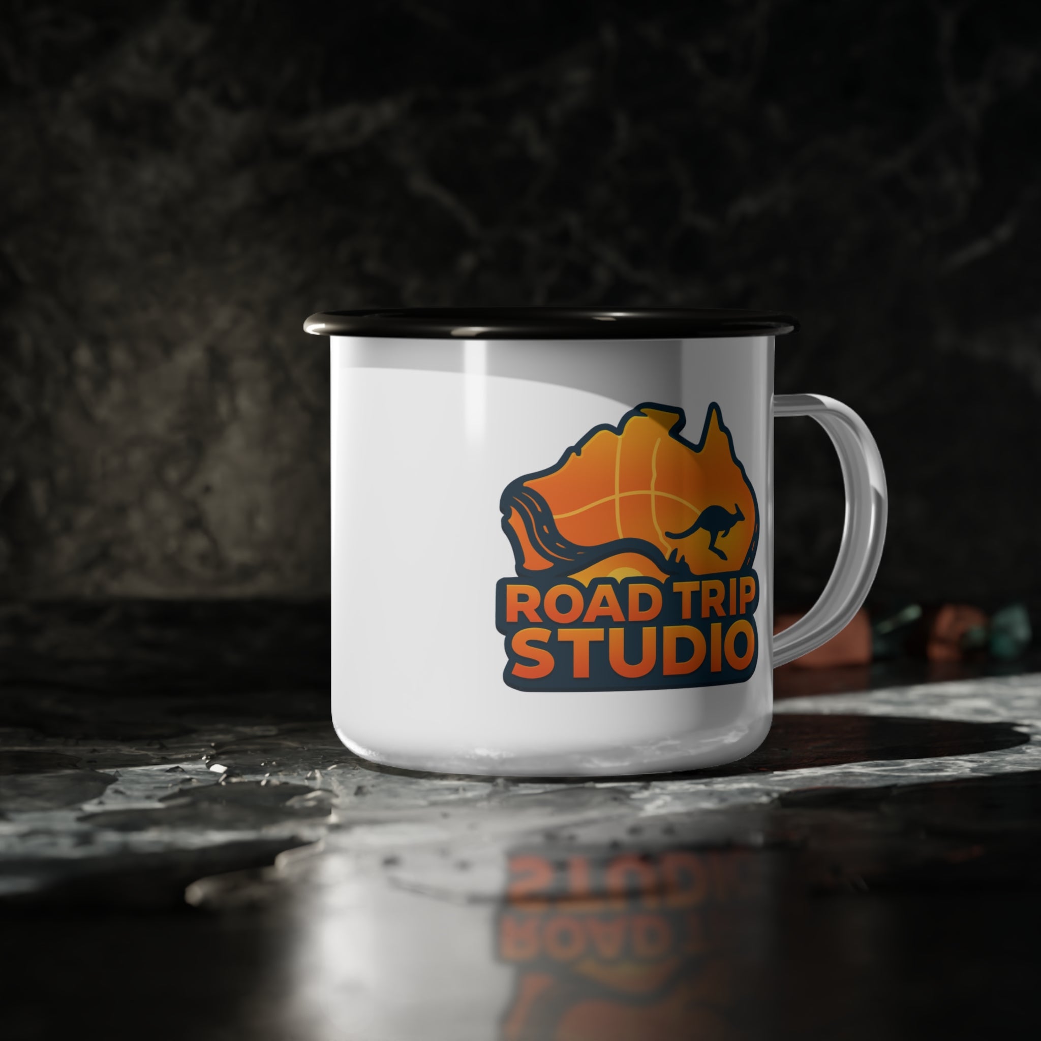 Enamel Camp Cup — Road Trip Studio Australia Logo Mug