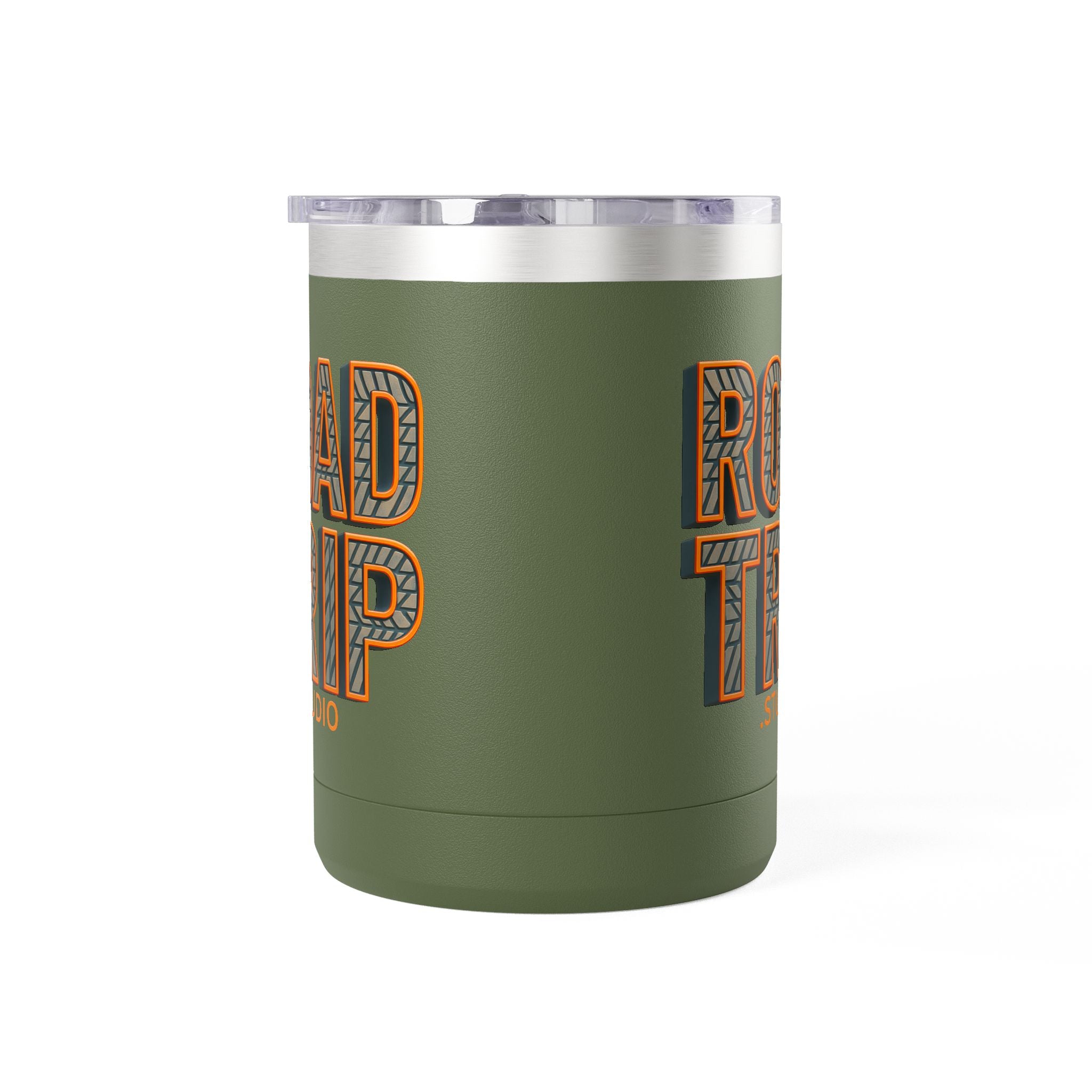 Road Trip Studio 15oz Travel Mug — Tire Tread Text Tumbler