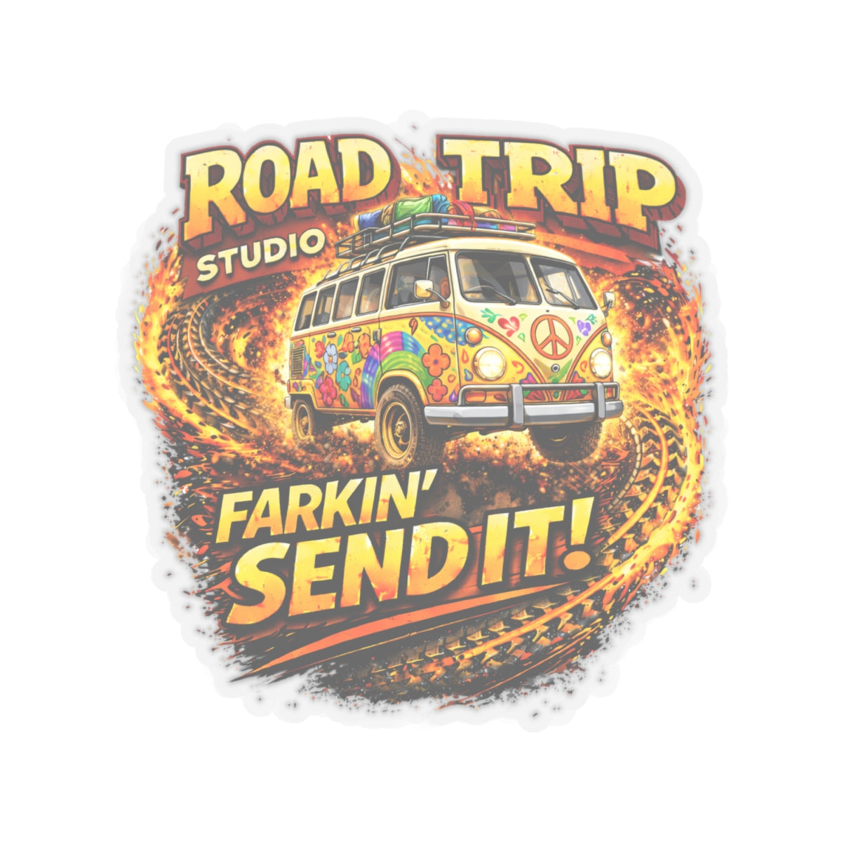 Farkin’ Send It Hippy Van Sticker