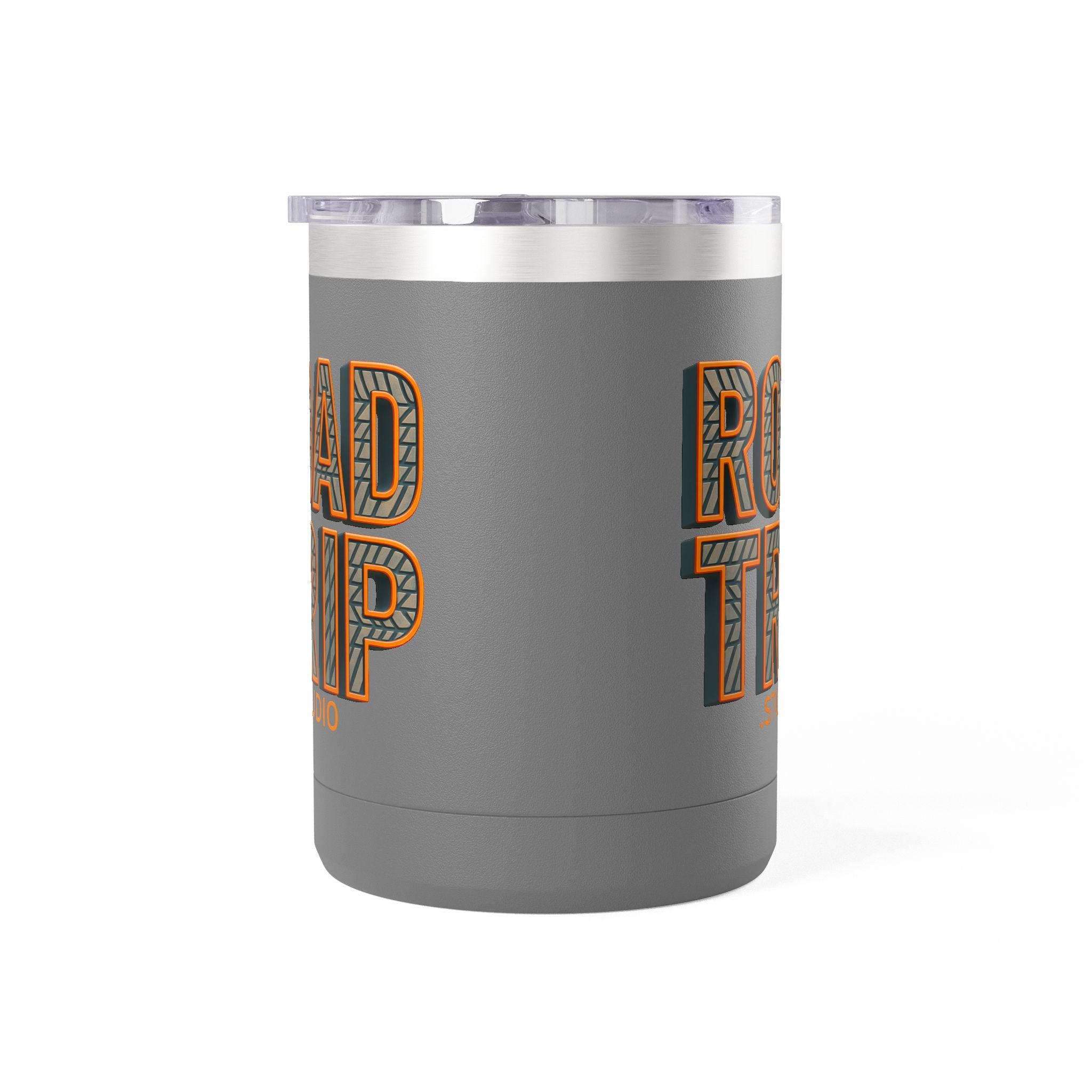 Road Trip Studio 15oz Travel Mug — Tire Tread Text Tumbler