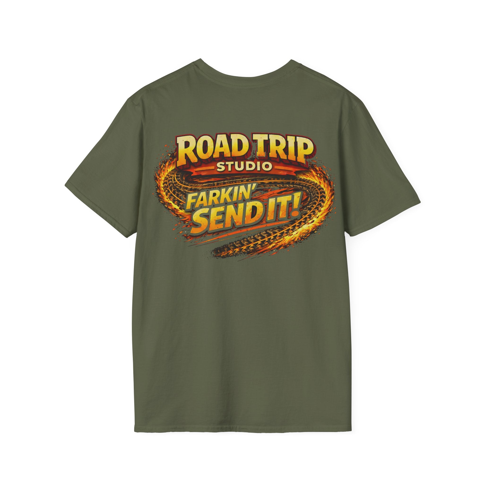 Road Trip Studio - Farkin Send It Logo T-Shirt (Back2Front) — Official Road Trip Merch