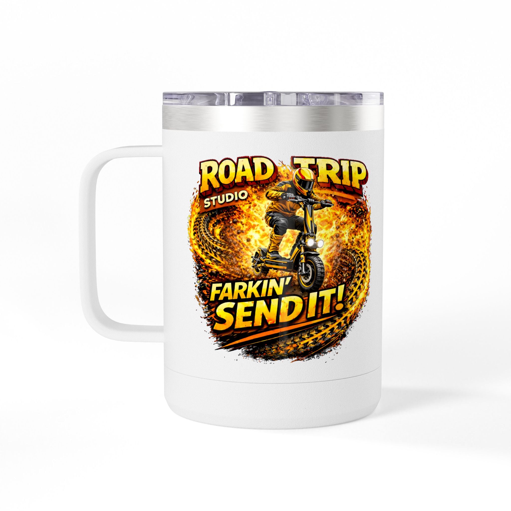 Farkin’ Send It Electric Scooter 15oz Travel Mug