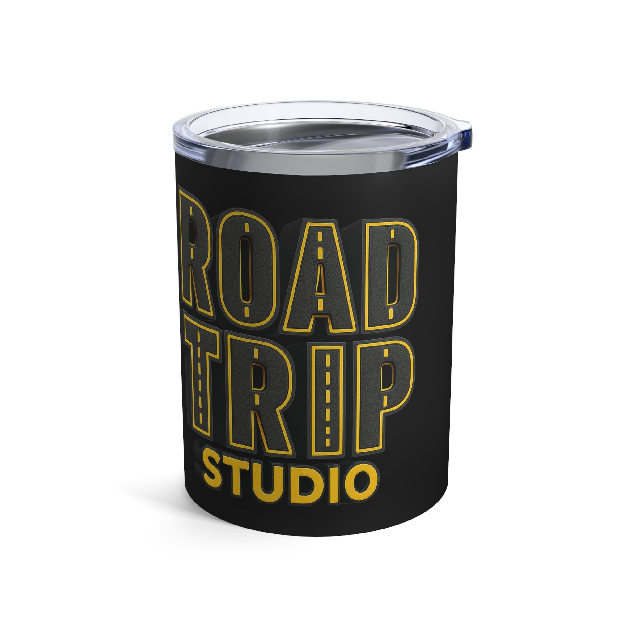 10oz Road Trip Highway Text Tumbler — Retro Adventure Coffee Canister