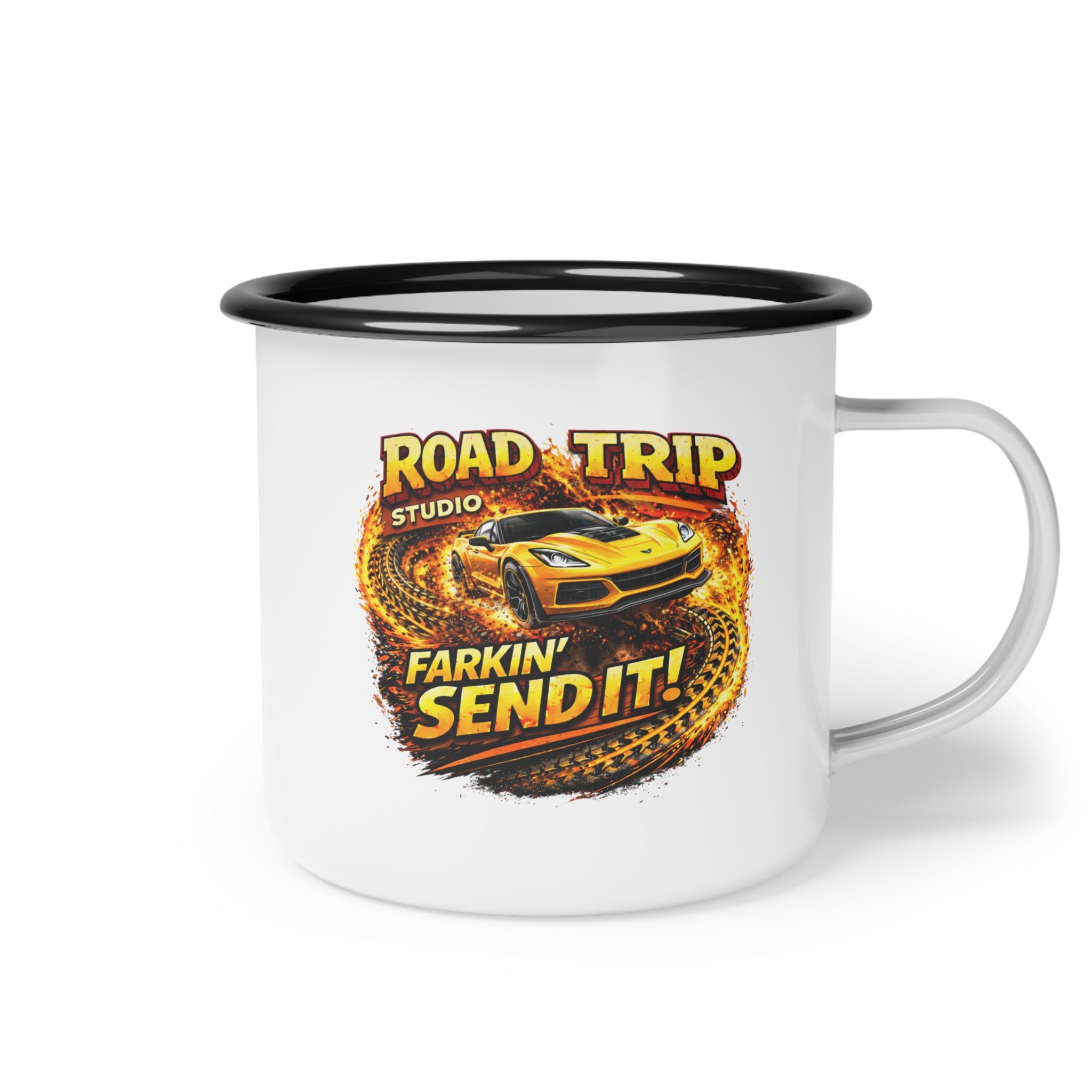 Farkin’ Send It Sports Car Enamel Camp Cup