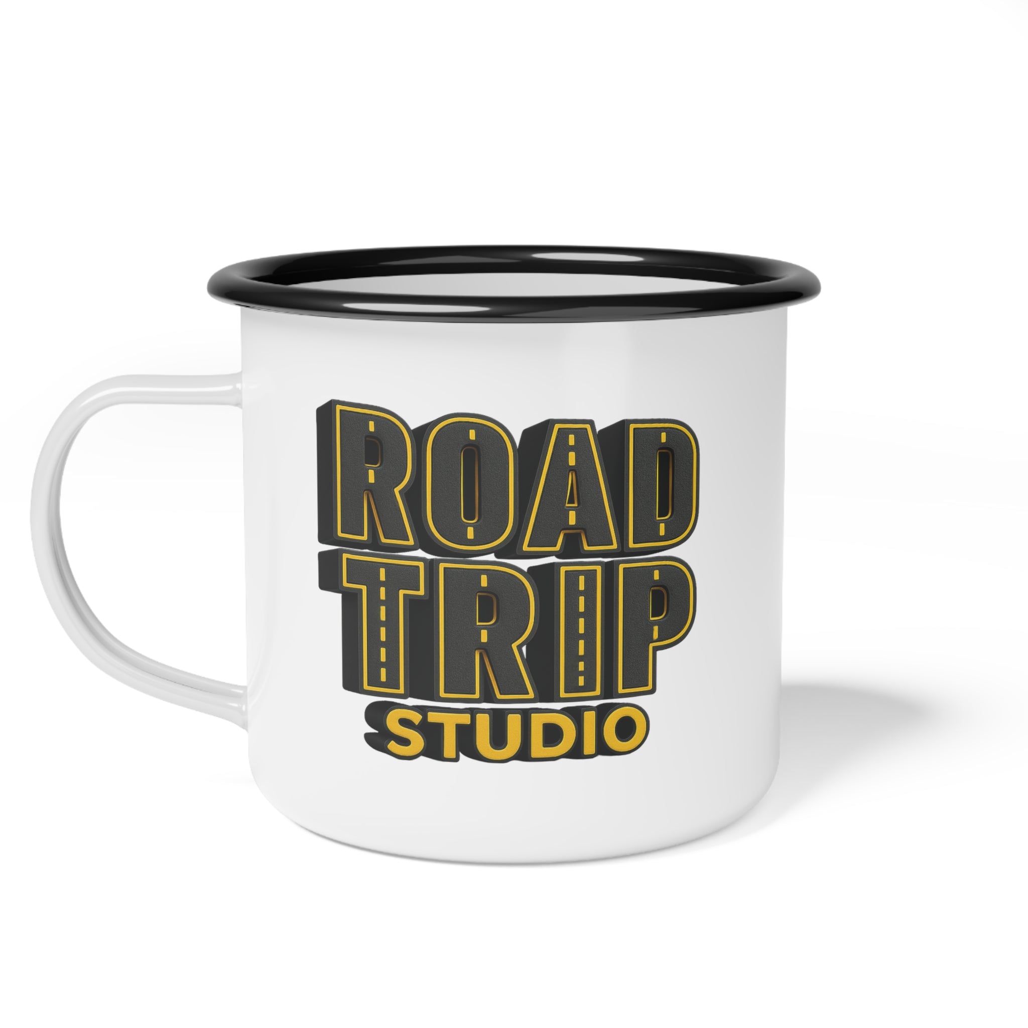 Enamel Camp Cup — Road Trip Highway Text Mug