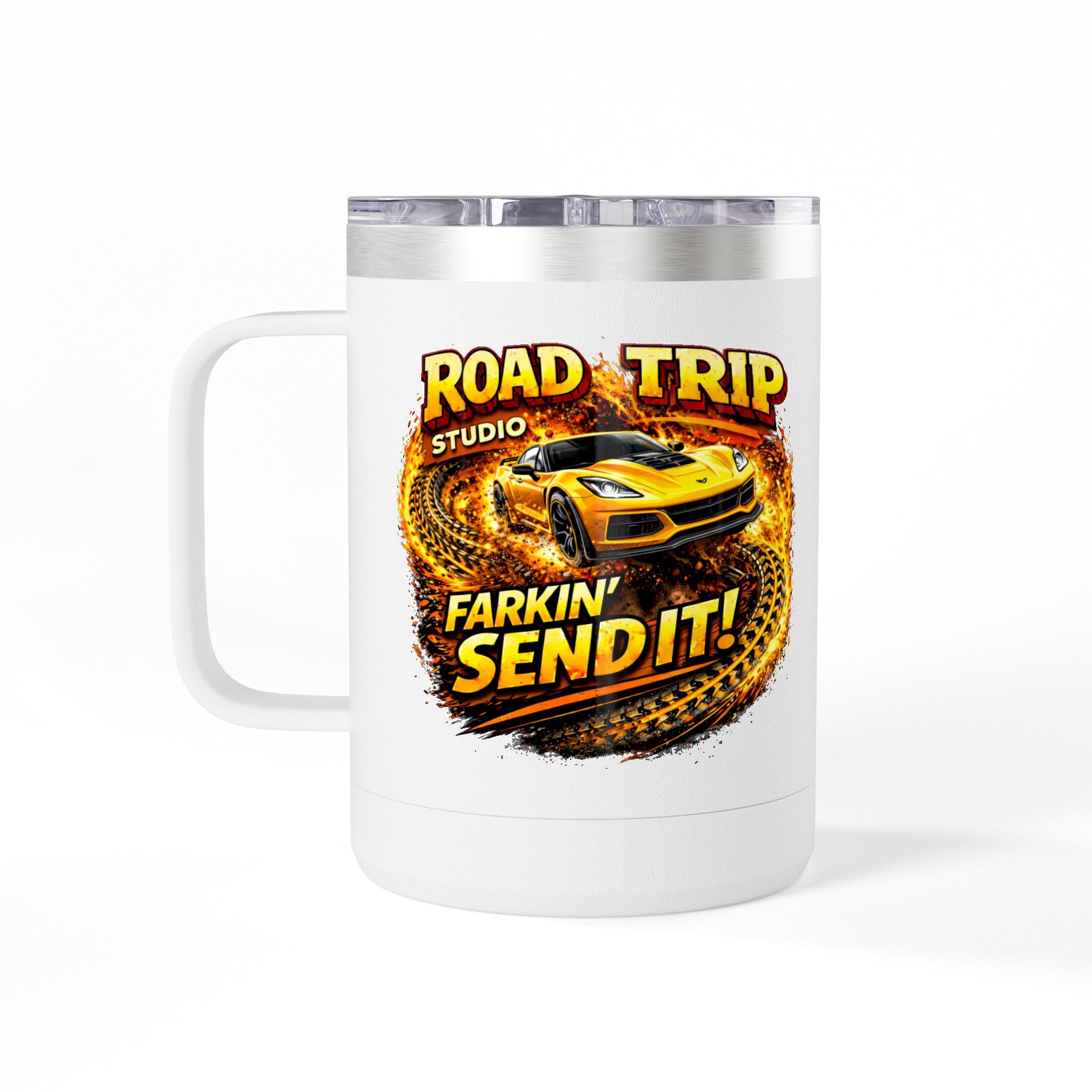 Farkin’ Send It Sports Car 15oz Travel Mug