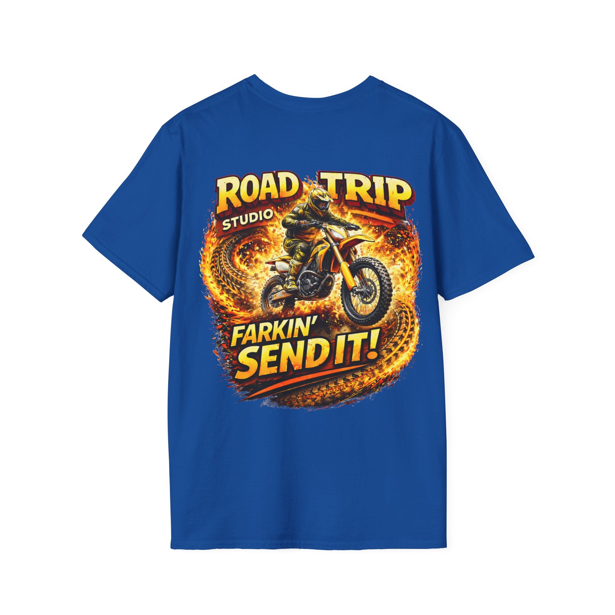 Farkin’ Send It Motocross Bike T-Shirt - Official Road Trip Merch