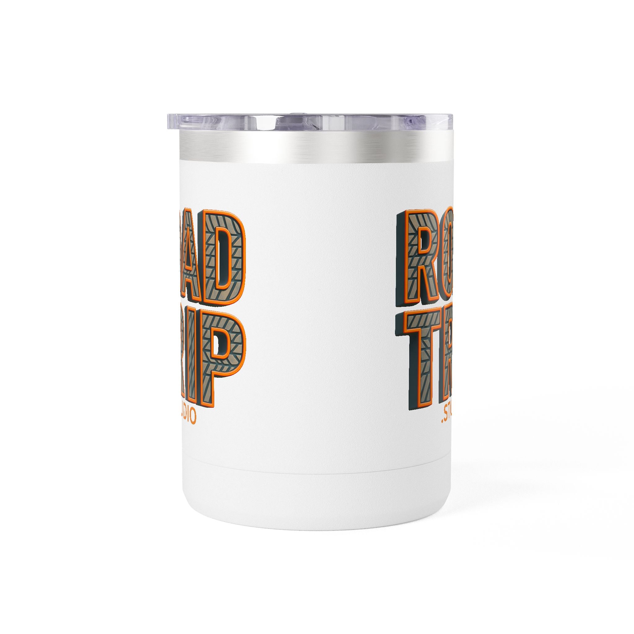 Road Trip Studio 15oz Travel Mug — Tire Tread Text Tumbler