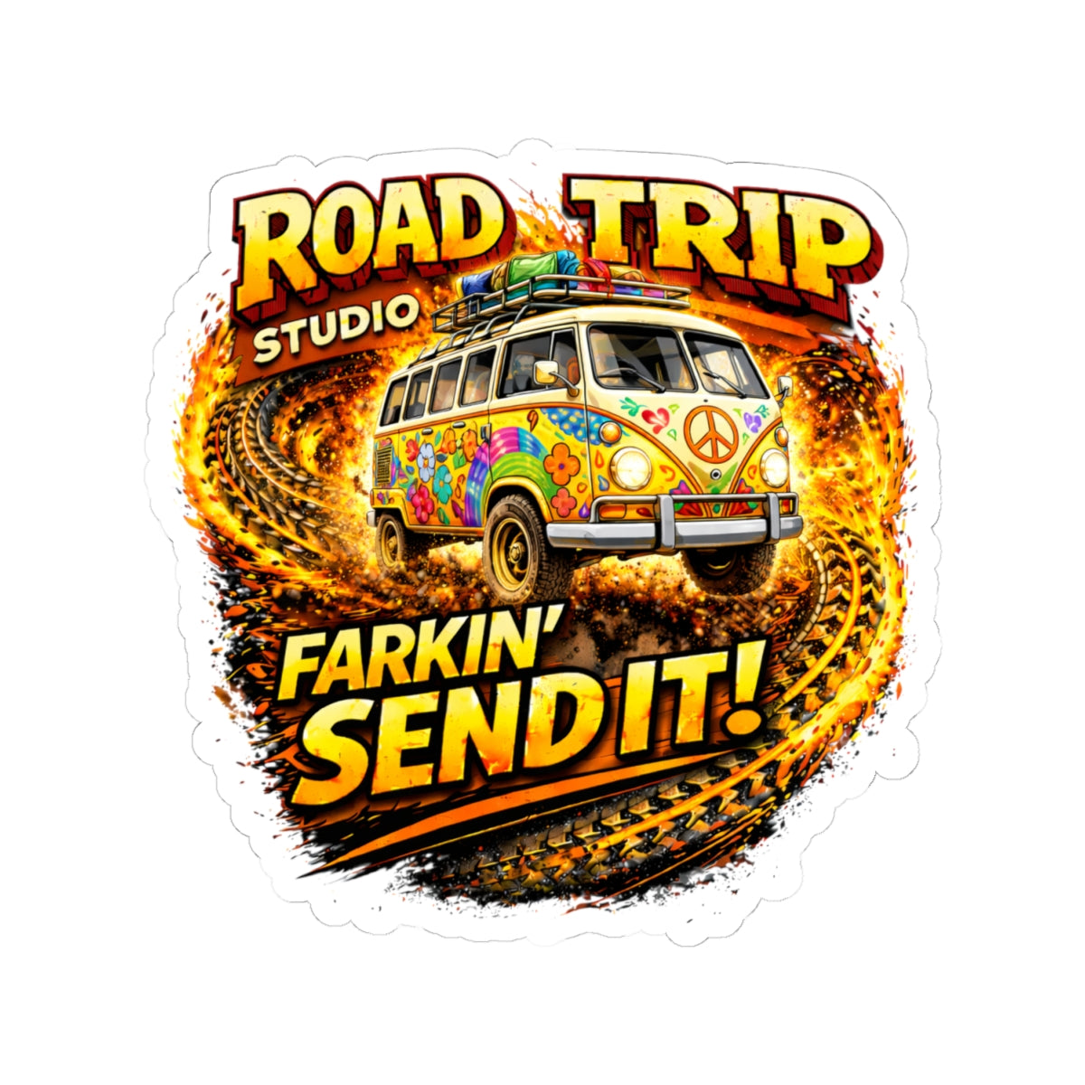 Farkin’ Send It Hippy Van Sticker