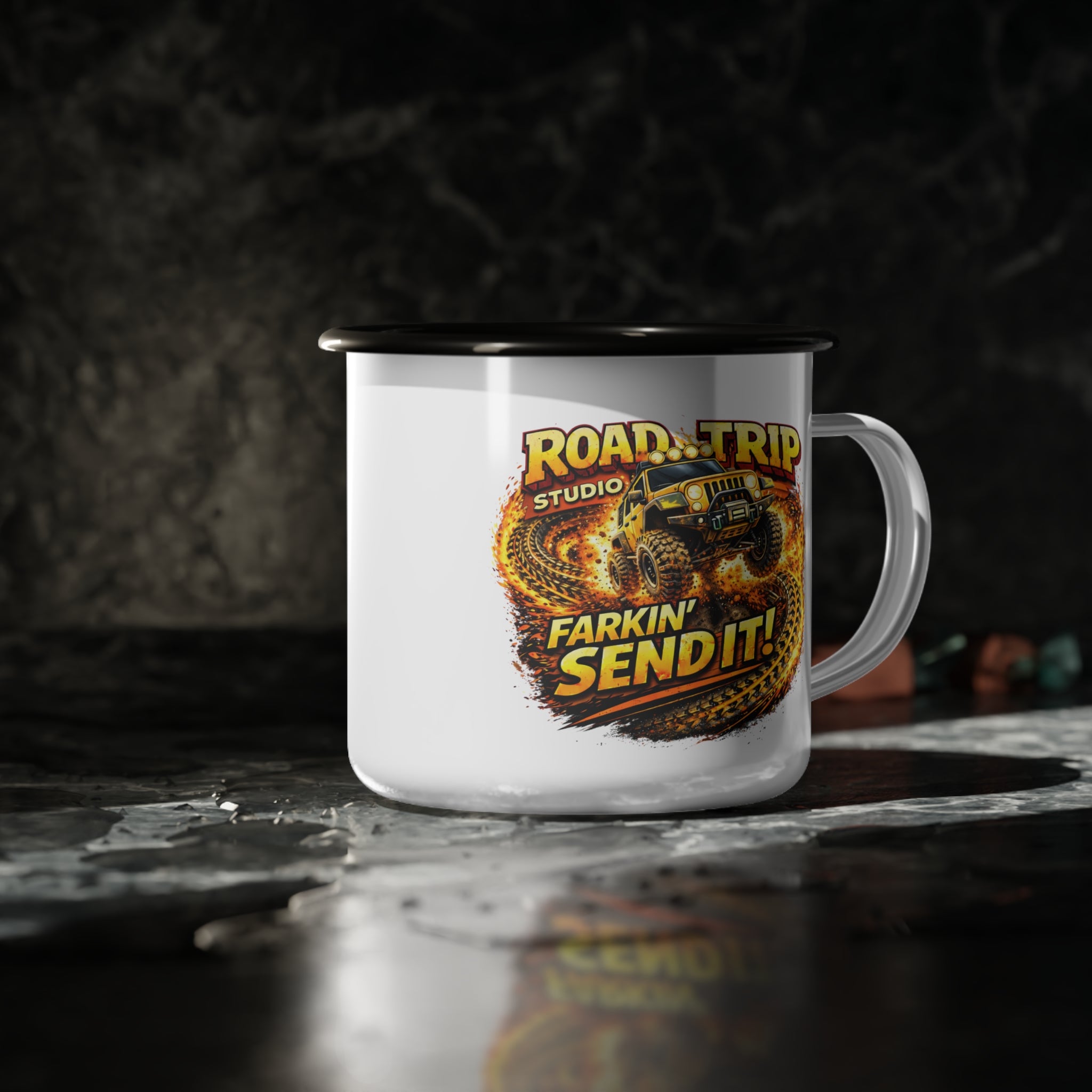 Farkin’ Send It Off-Road Jeep Enamel Camp Cup