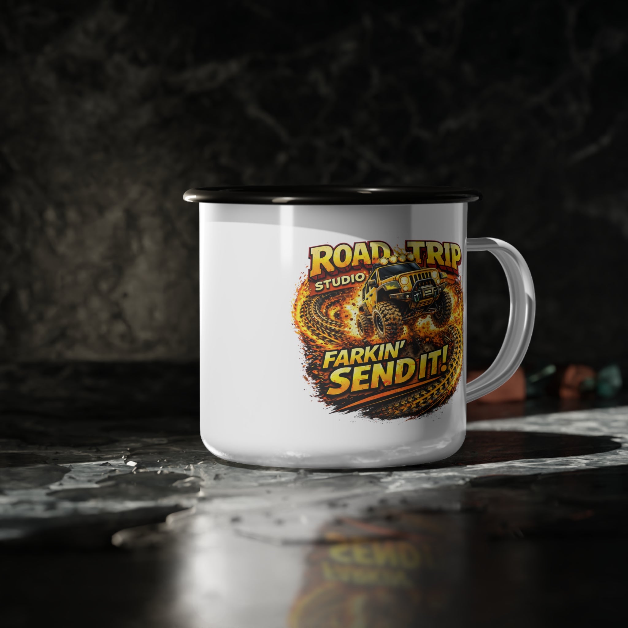 Farkin’ Send It Off-Road Jeep Enamel Camp Cup
