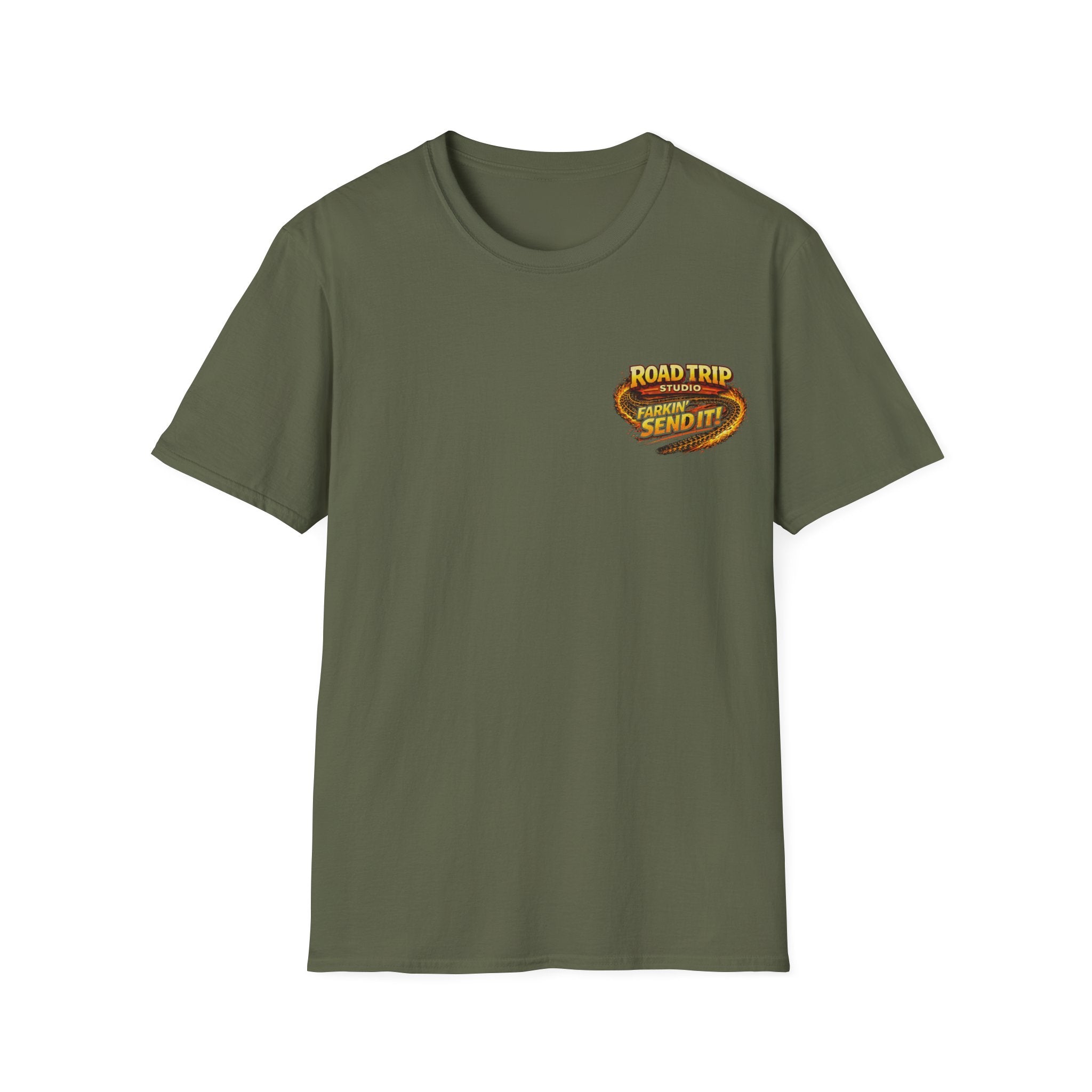 Road Trip Studio - Farkin Send It Logo T-Shirt (Back2Front) — Official Road Trip Merch