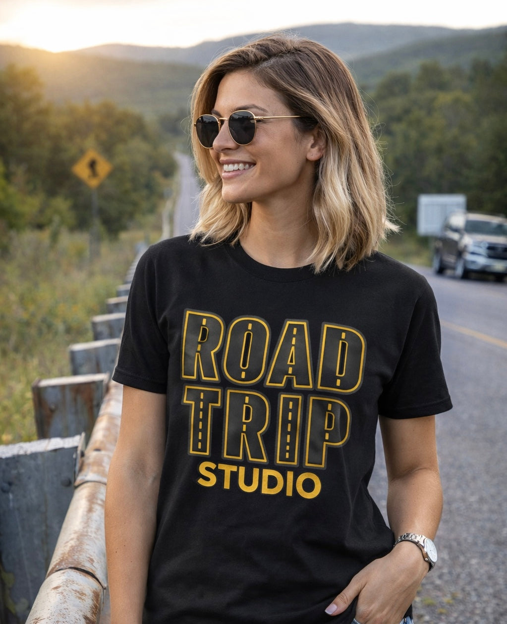Road Trip Highway Text Logo T-Shirt — Official Road Trip Merch