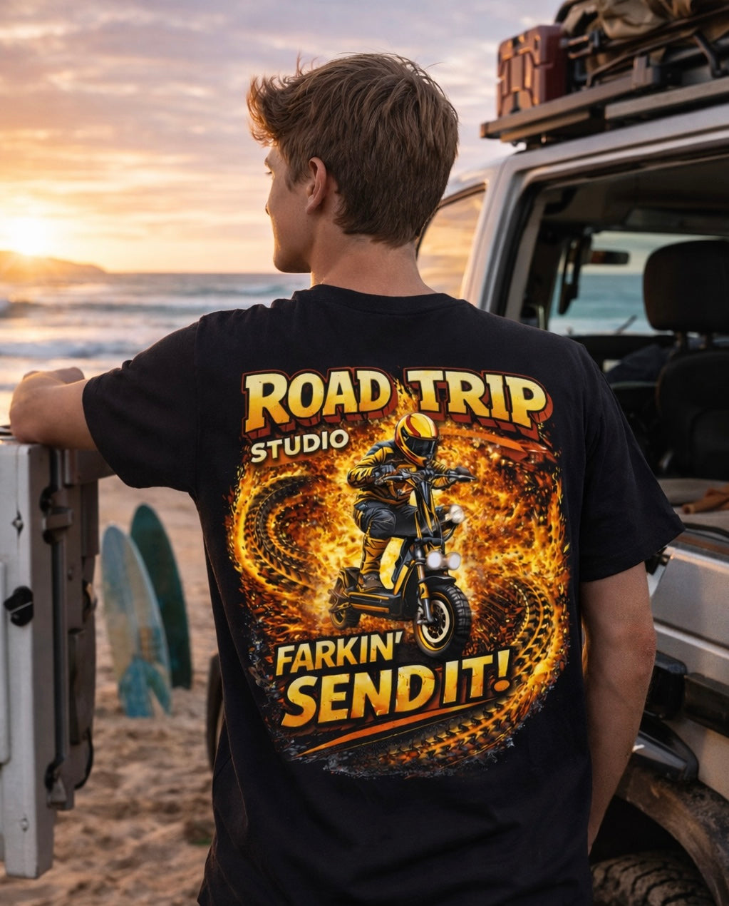 Farkin’ Send It Electric Scooter T-Shirt - Official Road Trip Merch