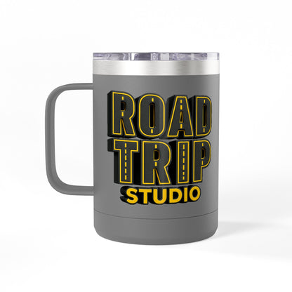 Road Trip Studio 15oz Travel Mug — Highway Text Tumbler