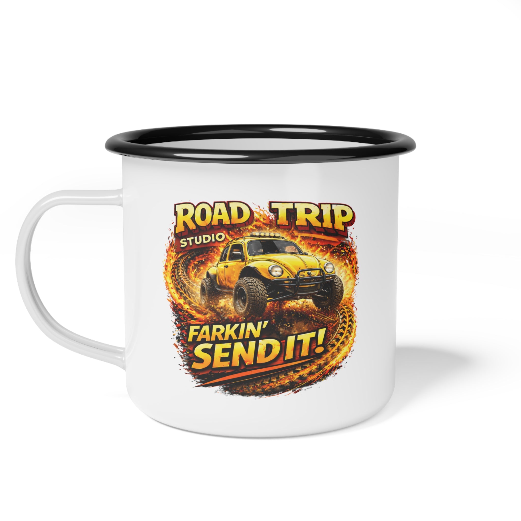 Farkin’ Send It Beetle Buggy Enamel Camp Cup