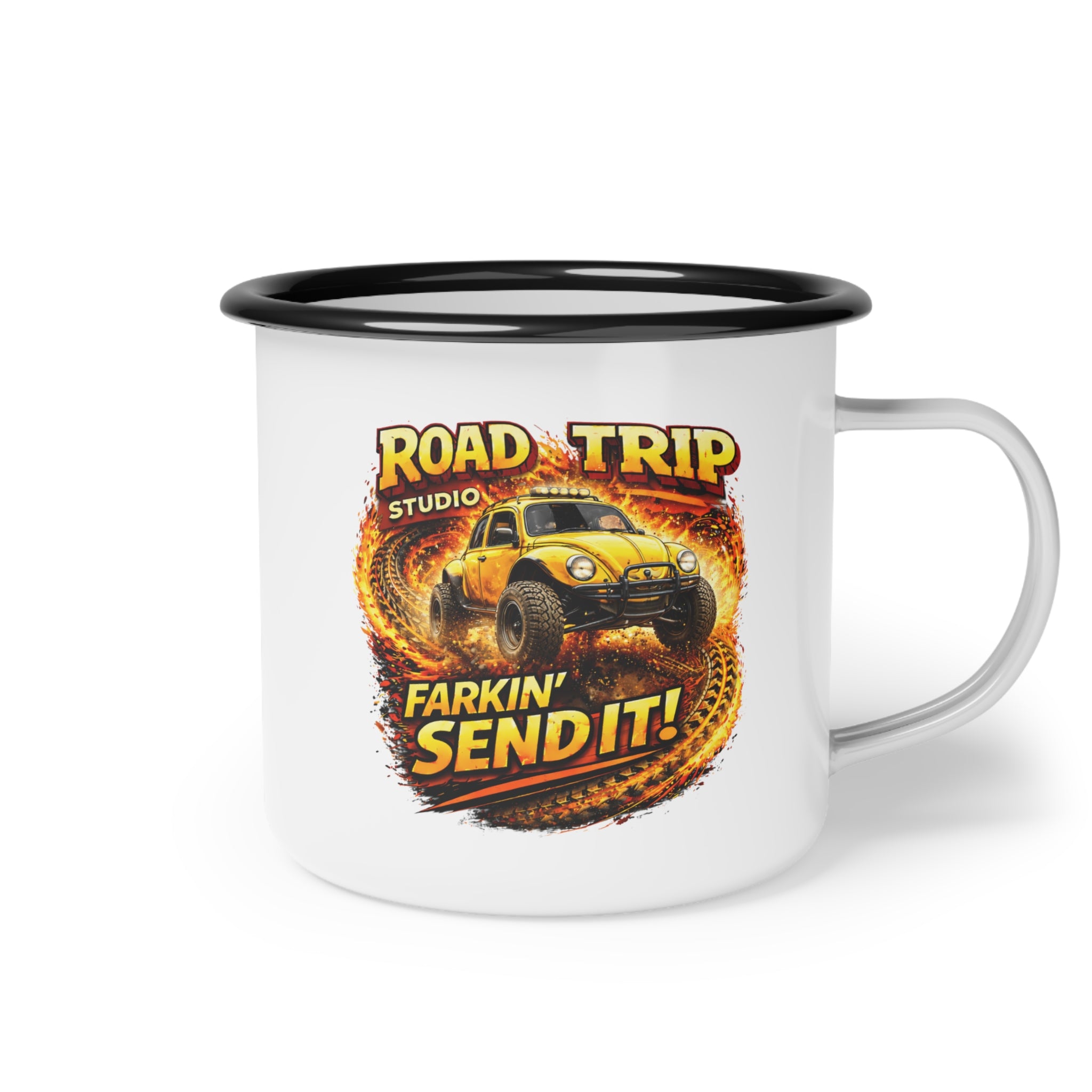 Farkin’ Send It Beetle Buggy Enamel Camp Cup