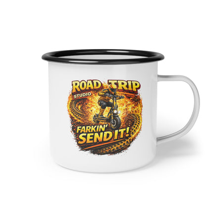 Farkin’ Send It Electric Scooter Enamel Camp Cup
