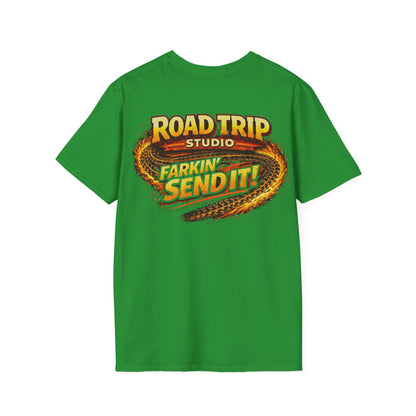 Road Trip Studio - Farkin Send It Logo T-Shirt (Back2Front) — Official Road Trip Merch