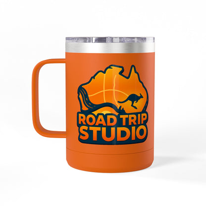 Road Trip Studio 15oz Travel Mug — Australian Map & Kangaroo Logo Tumbler