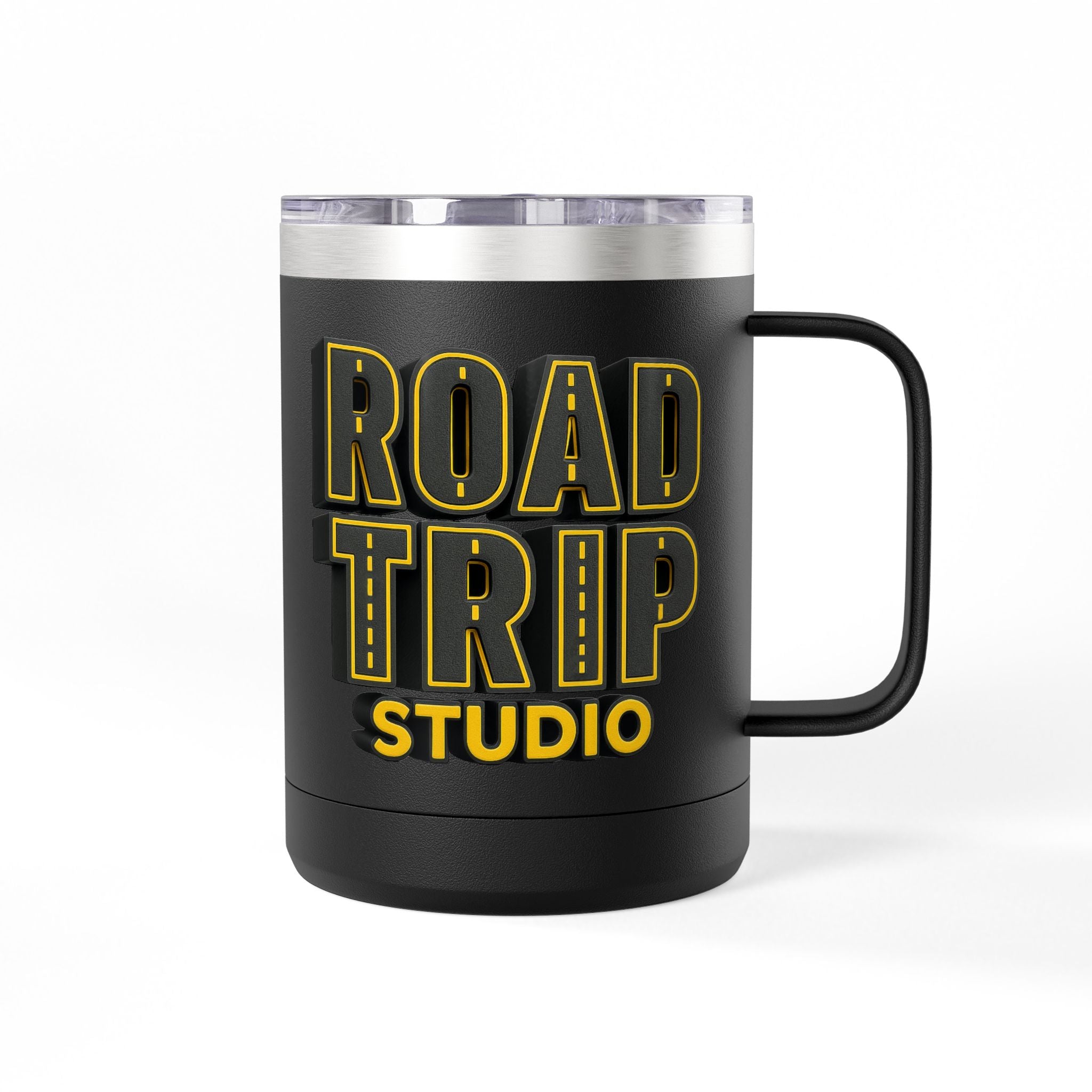 Road Trip Studio 15oz Travel Mug — Highway Text Tumbler