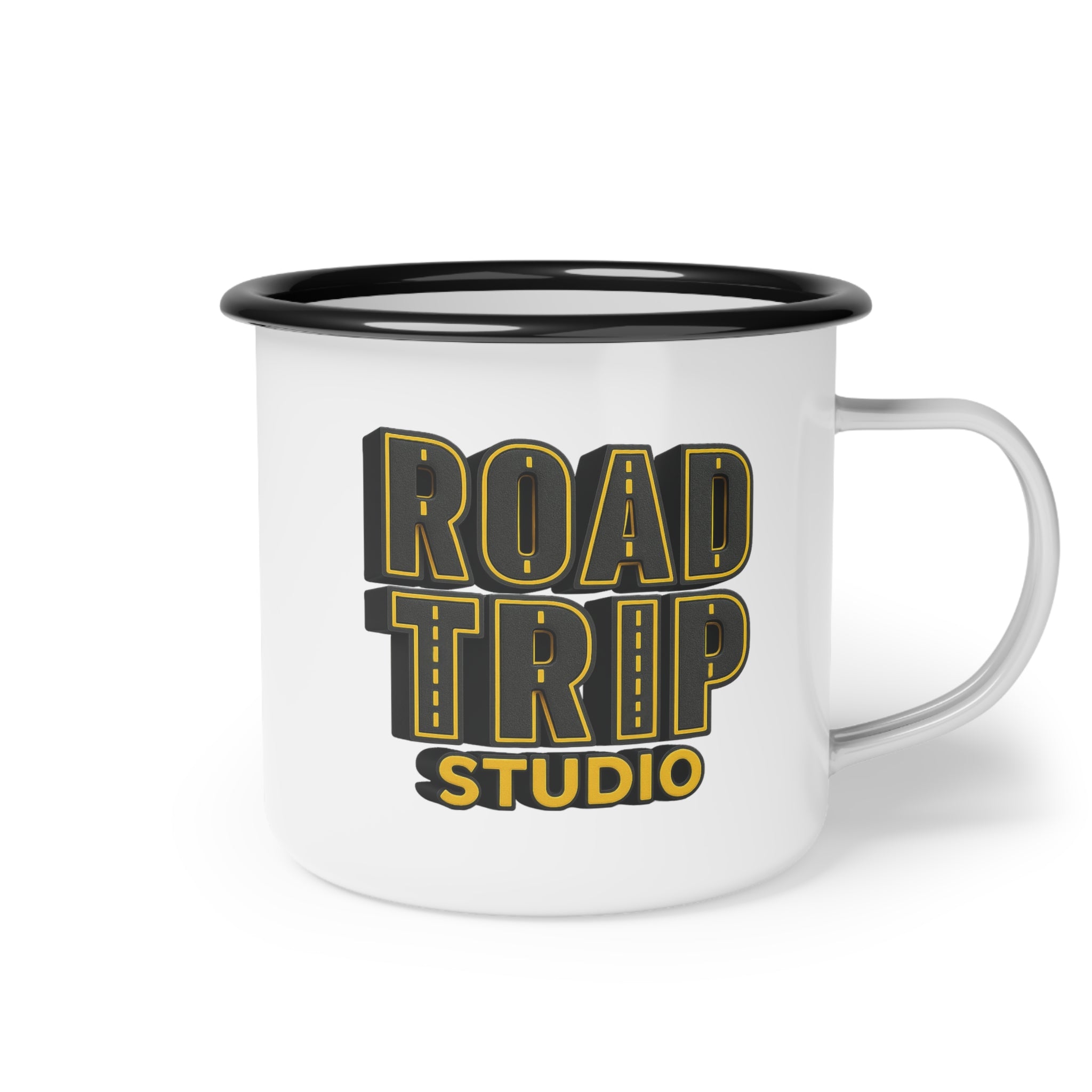 Enamel Camp Cup — Road Trip Highway Text Mug