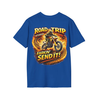 Farkin’ Send It Motocross Bike T-Shirt - Official Road Trip Merch