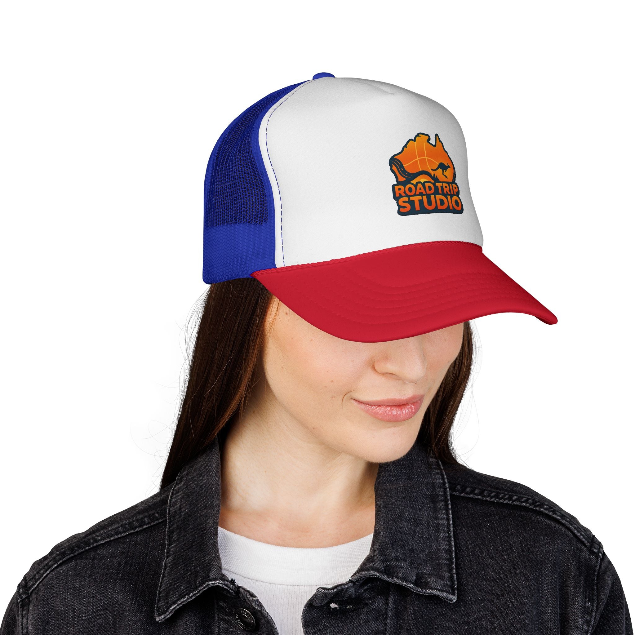 Road Trip Studio Trucker Cap — Aussie Map Logo Mesh Hat