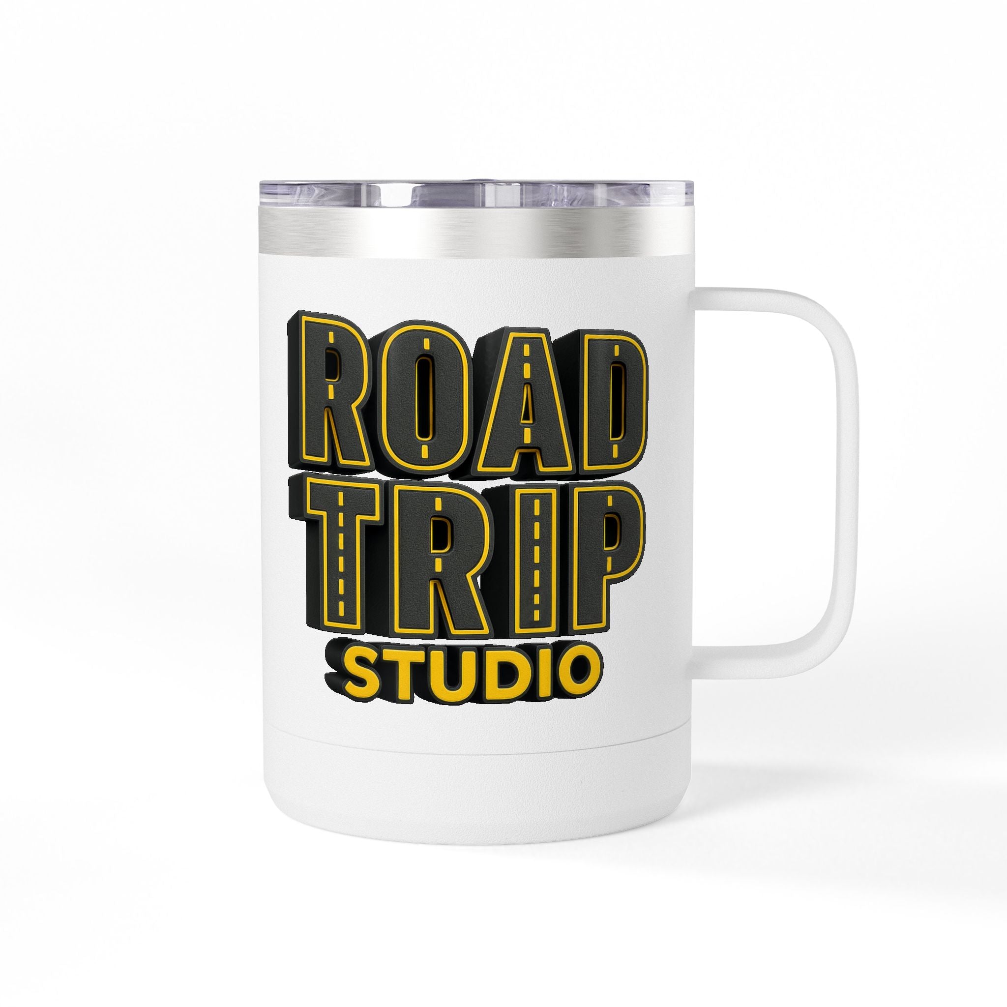 Road Trip Studio 15oz Travel Mug — Highway Text Tumbler