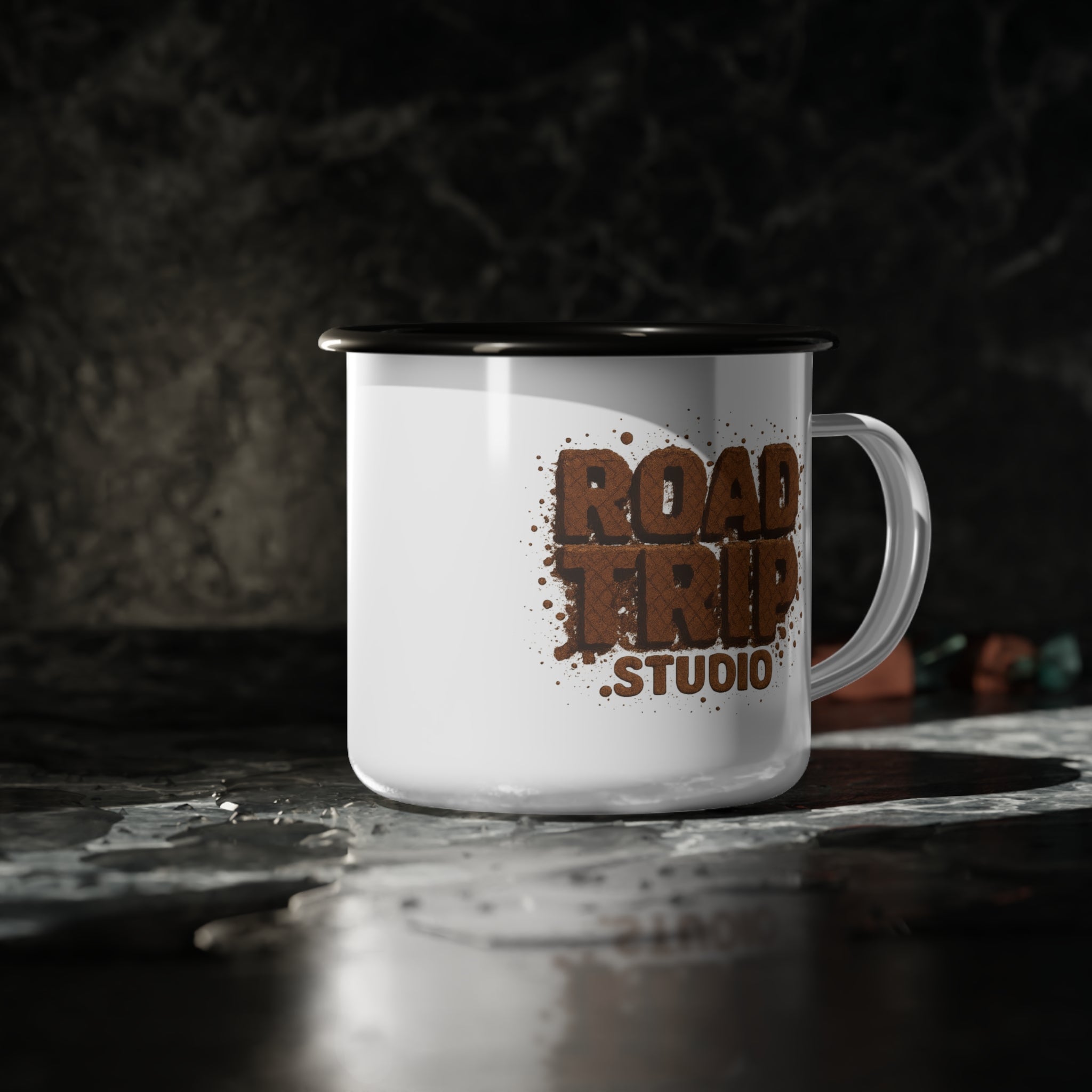 Enamel Camp Cup — Road Trip Mud Splatter Mug