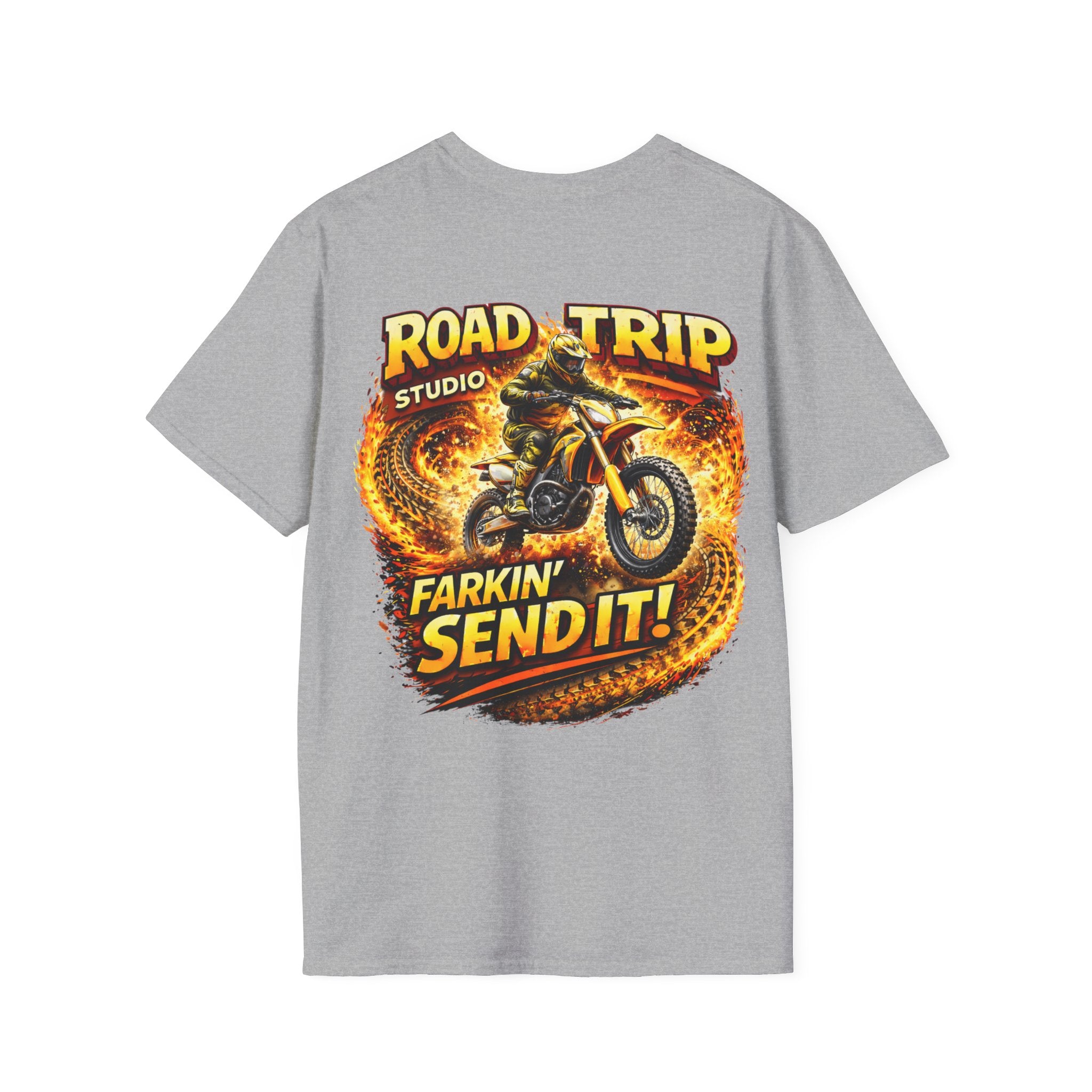 Farkin’ Send It Motocross Bike T-Shirt - Official Road Trip Merch