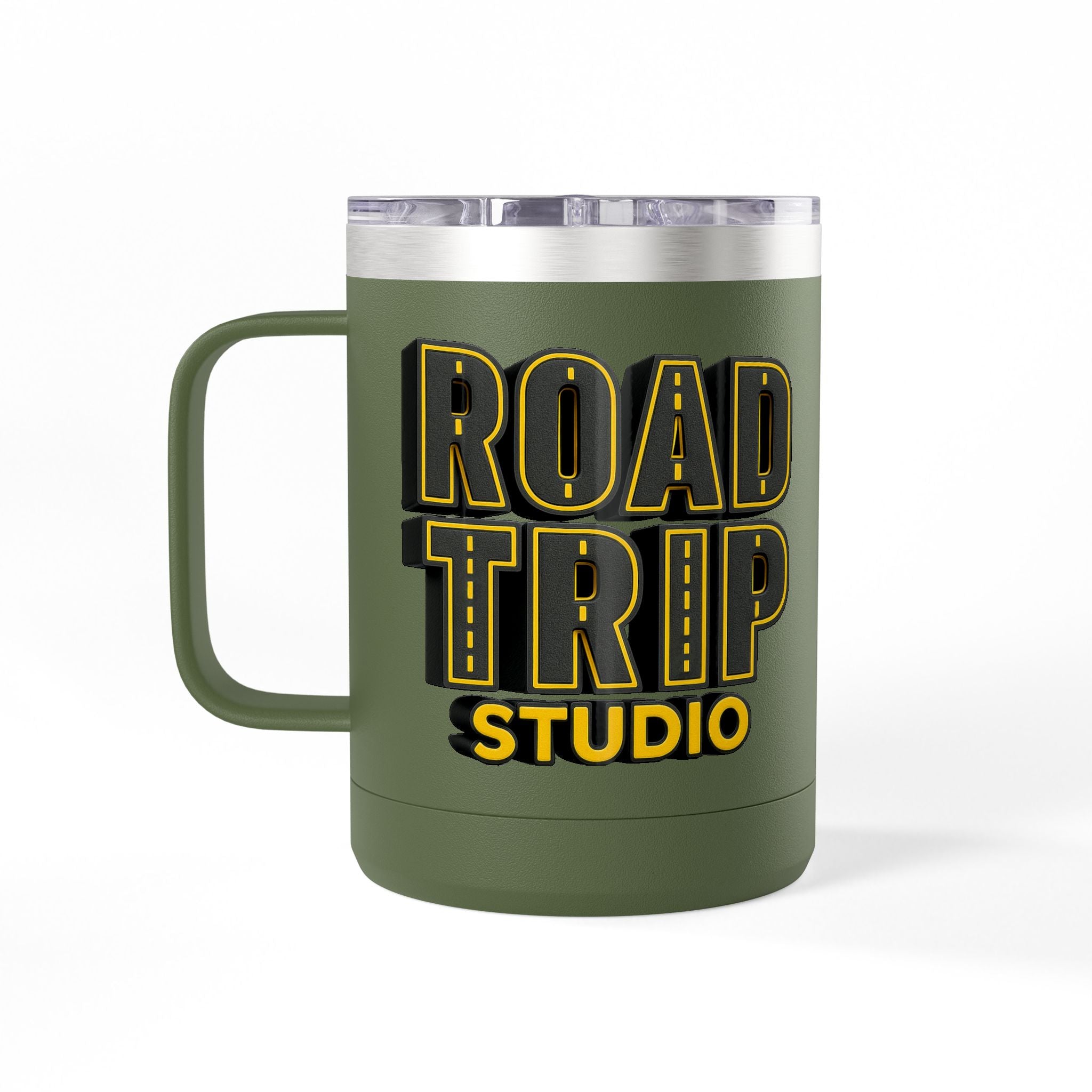 Road Trip Studio 15oz Travel Mug — Highway Text Tumbler