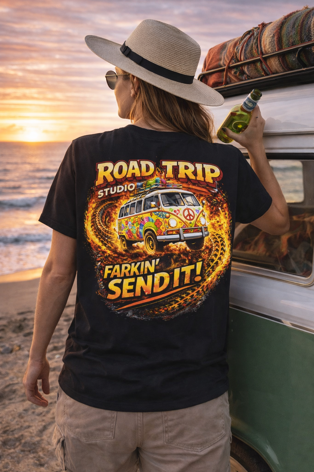 Farkin’ Send It Hippy Van T-Shirt - Official Road Trip Merch